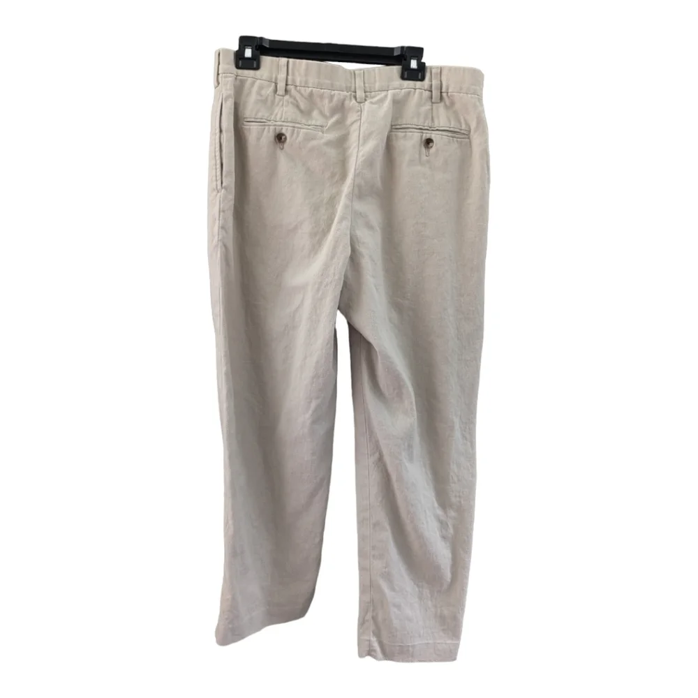Eddie Bauer Mens Flat Front Classic Fit Linen Blend Khaki pants 36X30